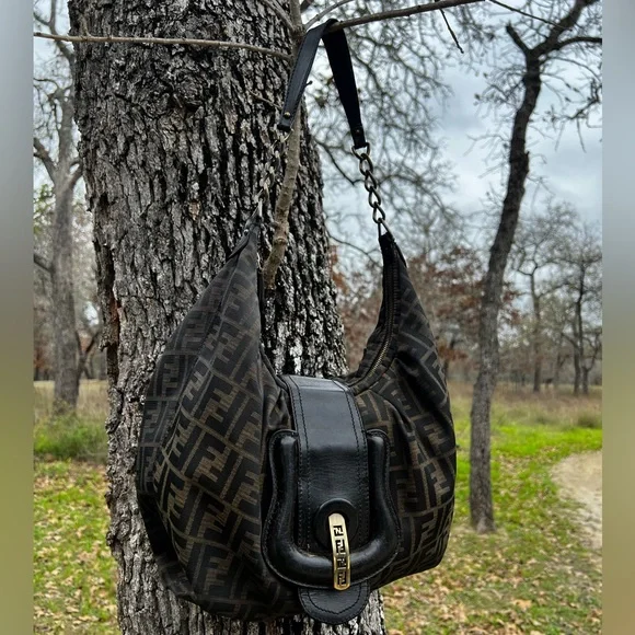 🖤 FENDI Zucca Borsa B Hobo Bag Made In ITALY Authentic! - Picture 4 of 16